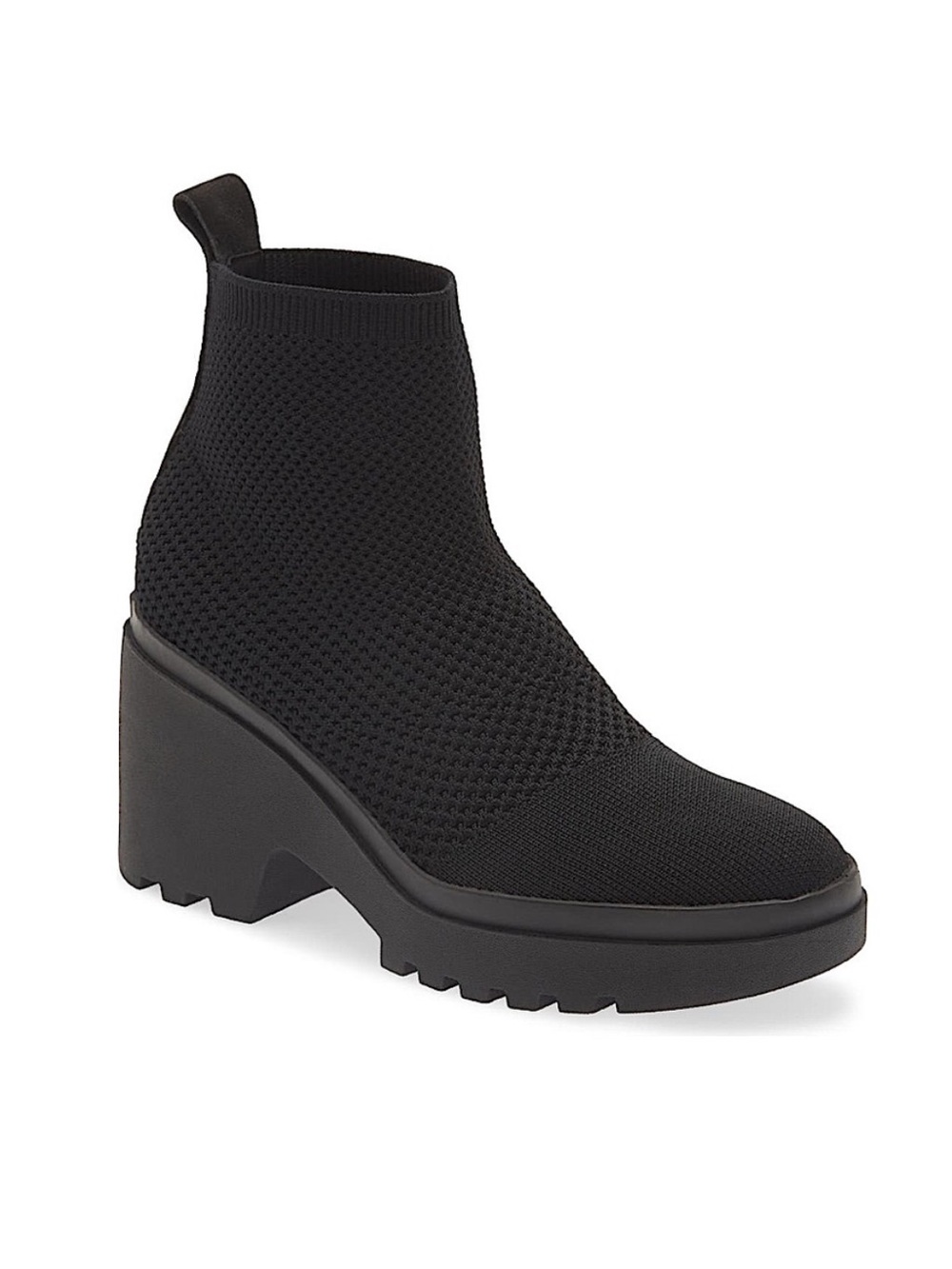 Eileen Fisher Korma Lug Sole Bootie Black Knit Size 8